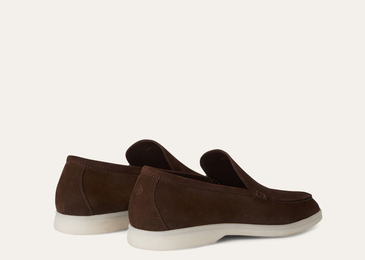 Davenzarry | Loro Piana Summer Walk Loafer Suede Chocolate | View 3