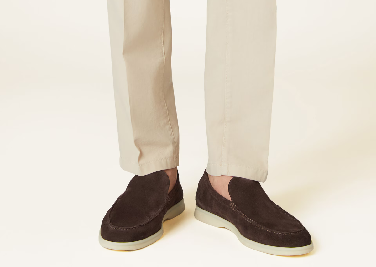 Davenzarry | Loro Piana Summer Walk Loafer Suede Chocolate | View 5