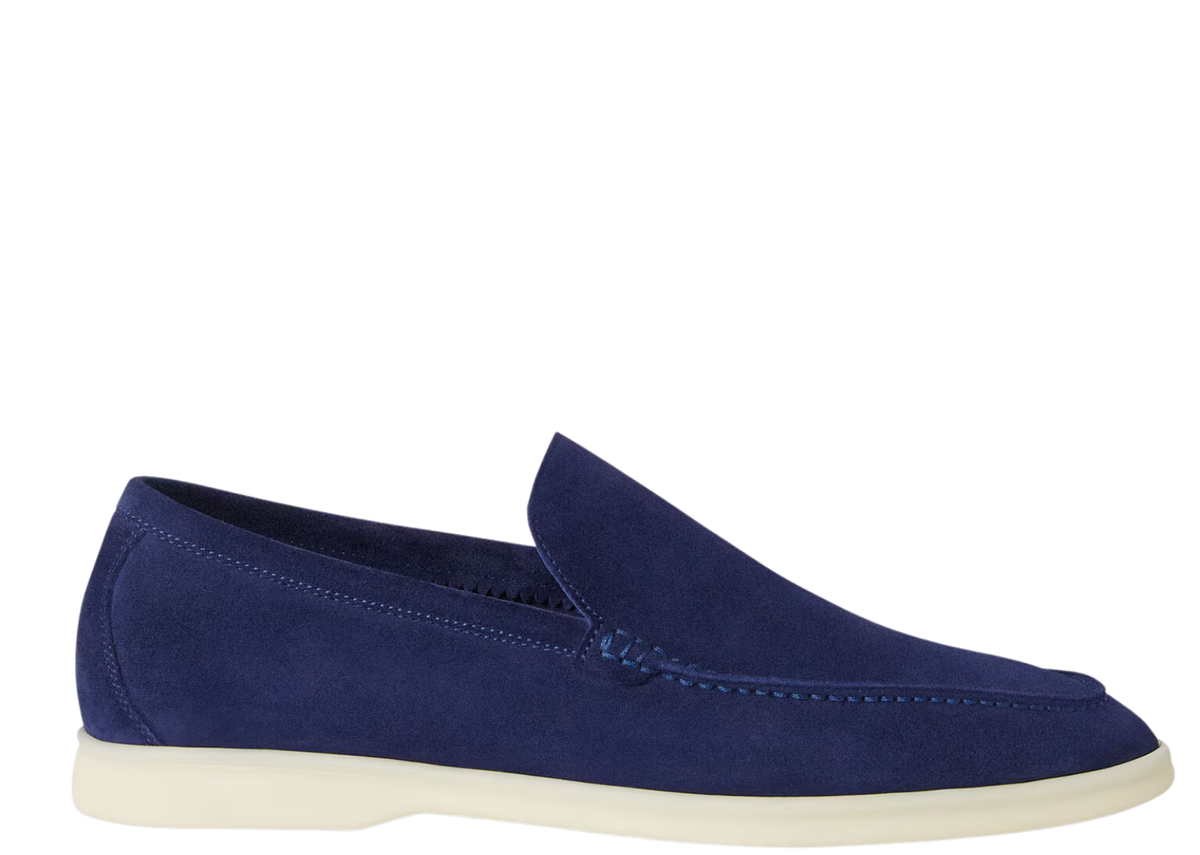 Davenzarry | Loro Piana Summer Walk Loafer Suede Classic Blue | View 1