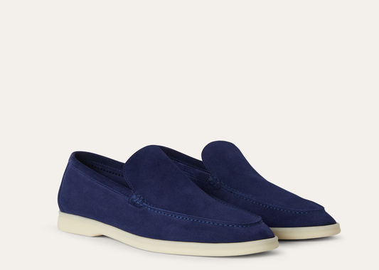 Davenzarry | Loro Piana Summer Walk Loafer Suede Classic Blue | View 2