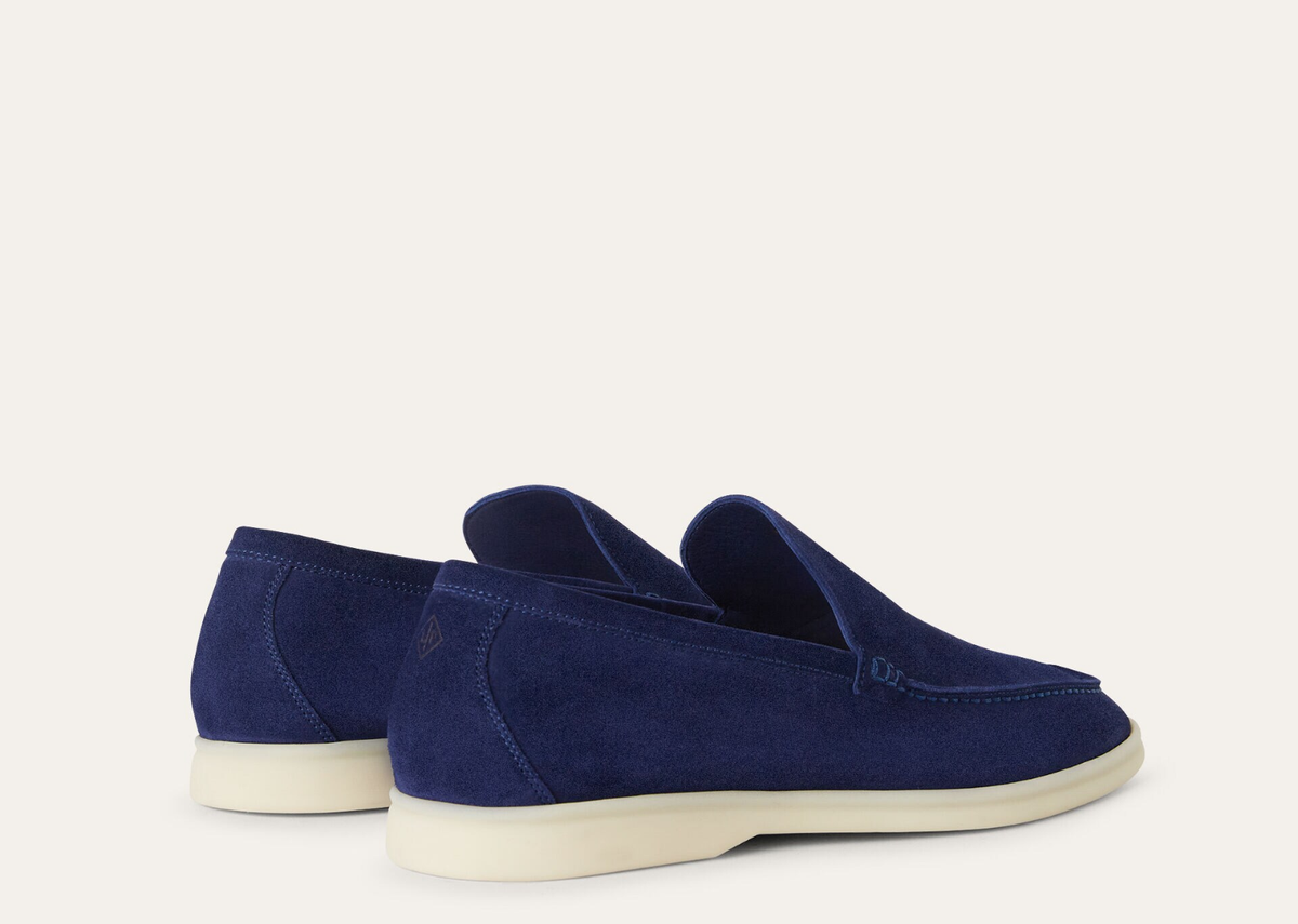 Davenzarry | Loro Piana Summer Walk Loafer Suede Classic Blue | View 3