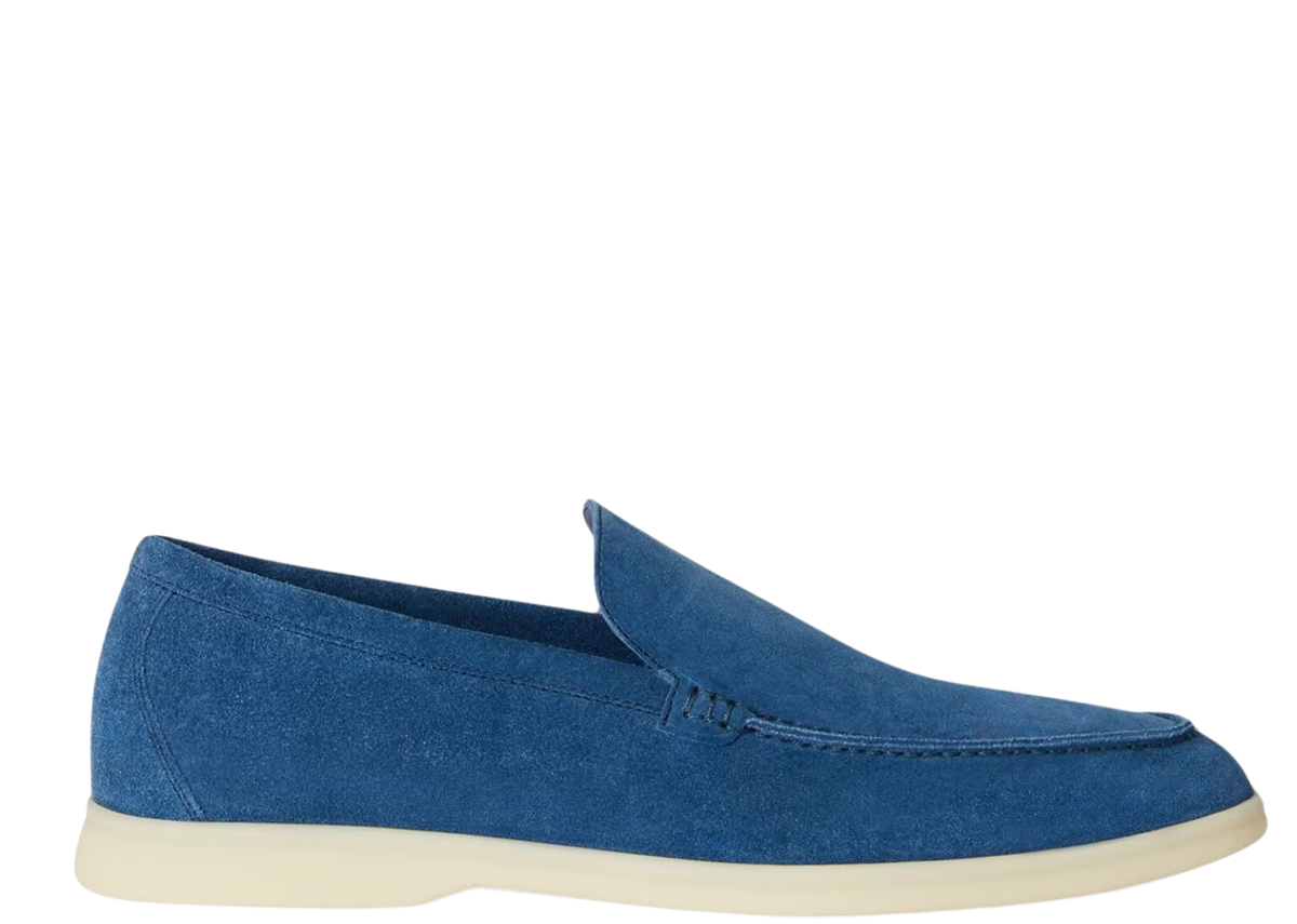 Davenzarry | Loro Piana Summer Walk Loafer Suede Cobalt Ink | View 1