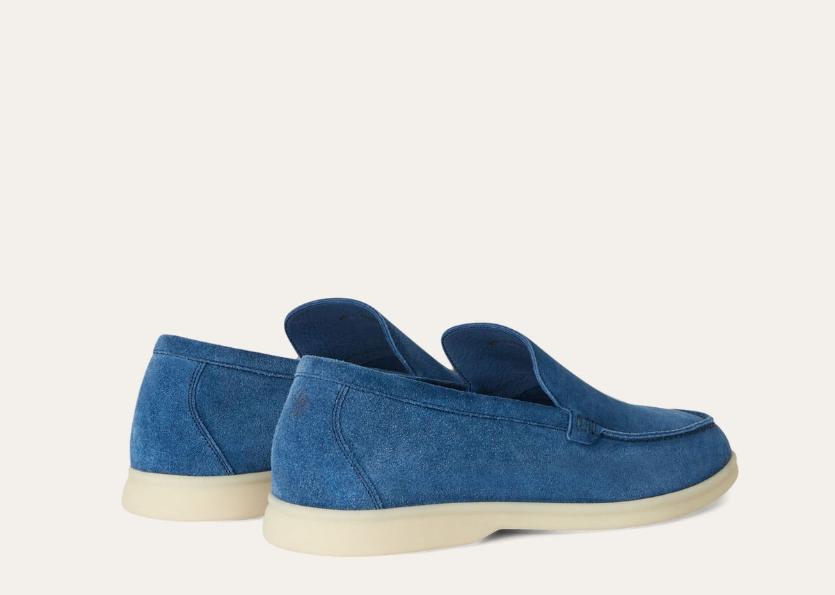 Davenzarry | Loro Piana Summer Walk Loafer Suede Cobalt Ink | View 3