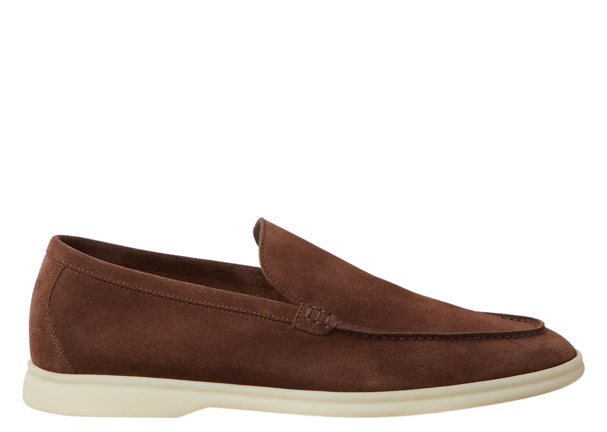 Davenzarry | Loro Piana Summer Walk Loafer Suede Corteccia Brown | View 1