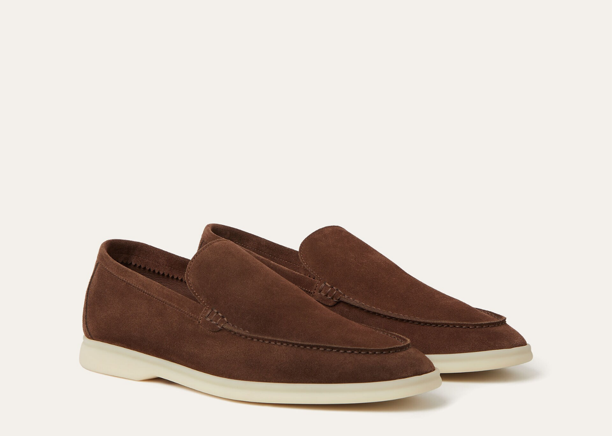 Davenzarry | Loro Piana Summer Walk Loafer Suede Corteccia Brown | View 2
