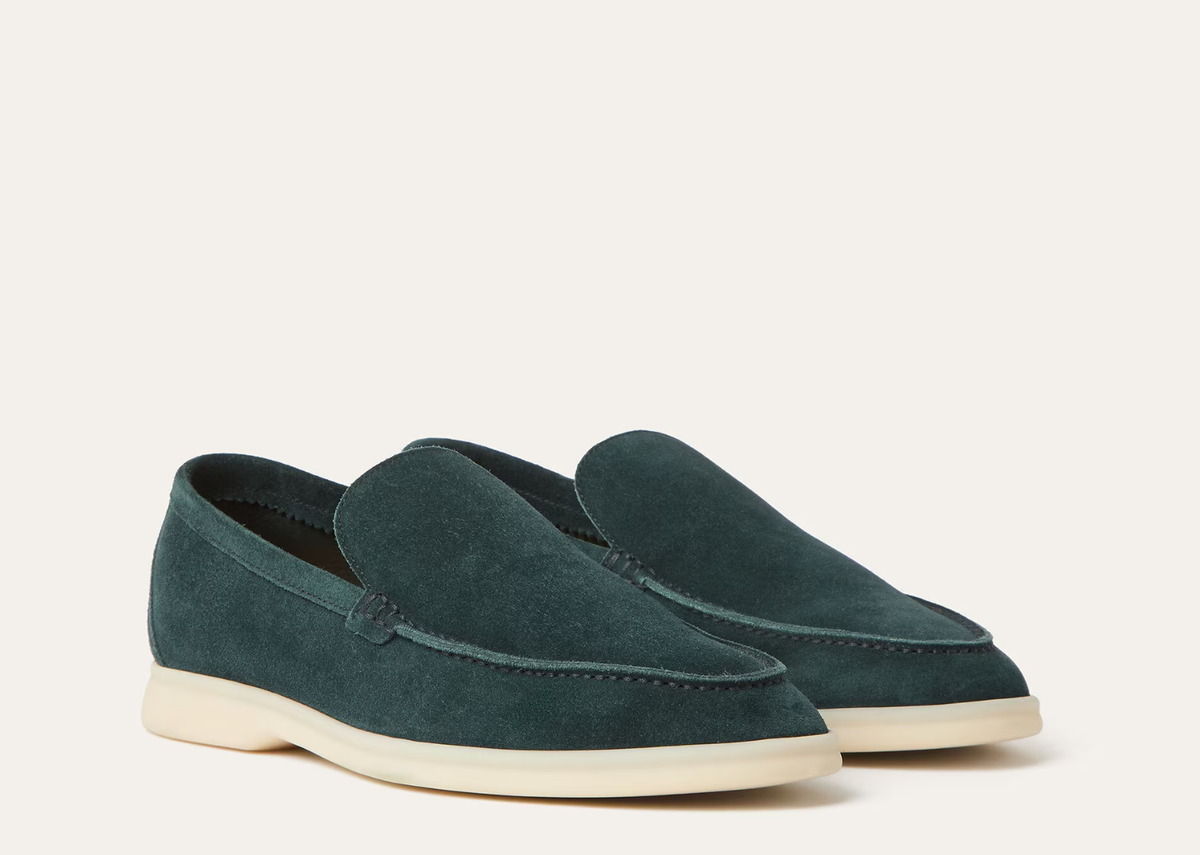 Davenzarry | Loro Piana Summer Walk Loafer Suede Dark Green | View 2