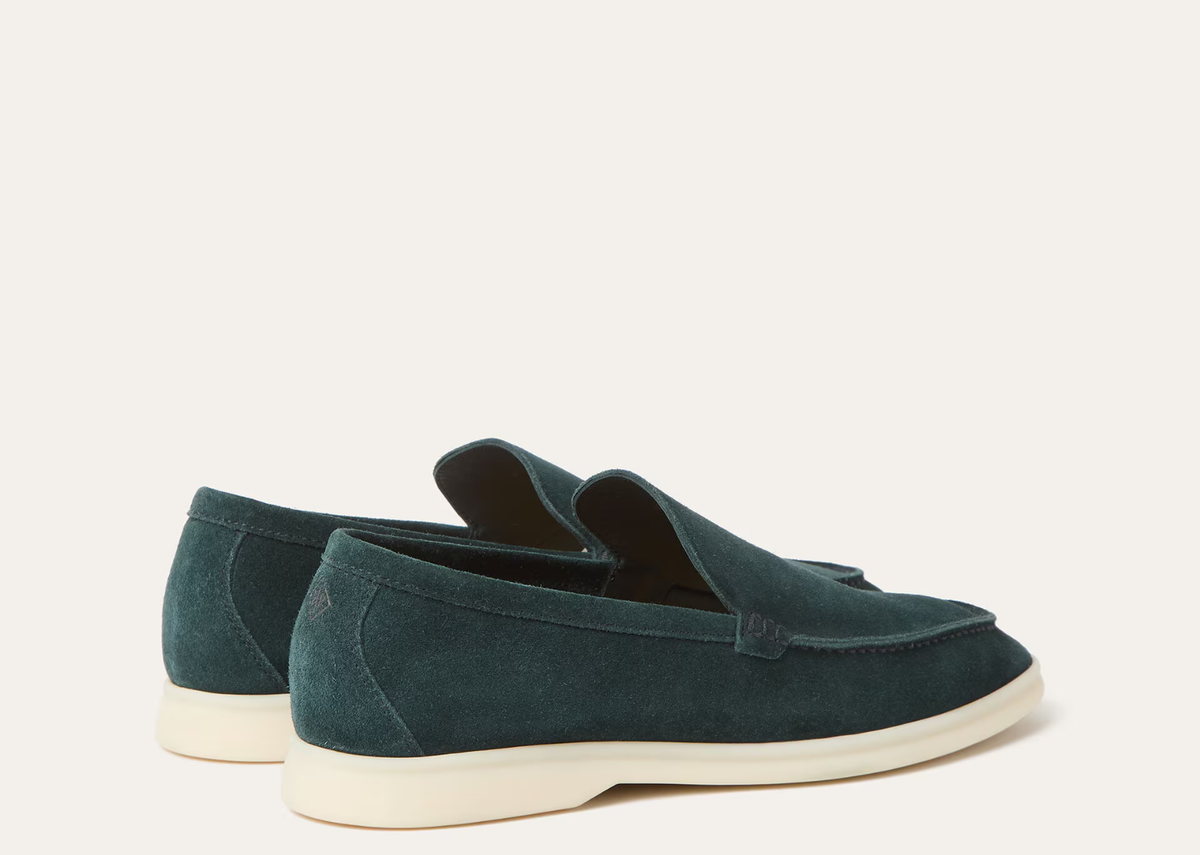 Davenzarry | Loro Piana Summer Walk Loafer Suede Dark Green | View 3