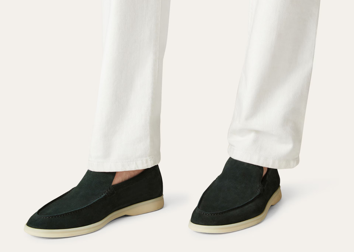 Davenzarry | Loro Piana Summer Walk Loafer Suede Dark Green | View 5