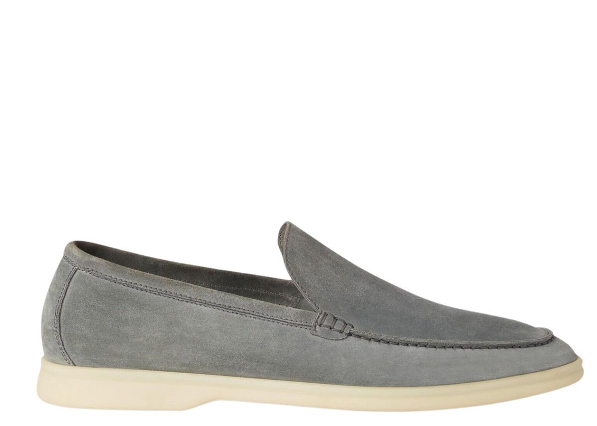 Davenzarry | Loro Piana Summer Walk Loafer Suede Gull Gray | View 1