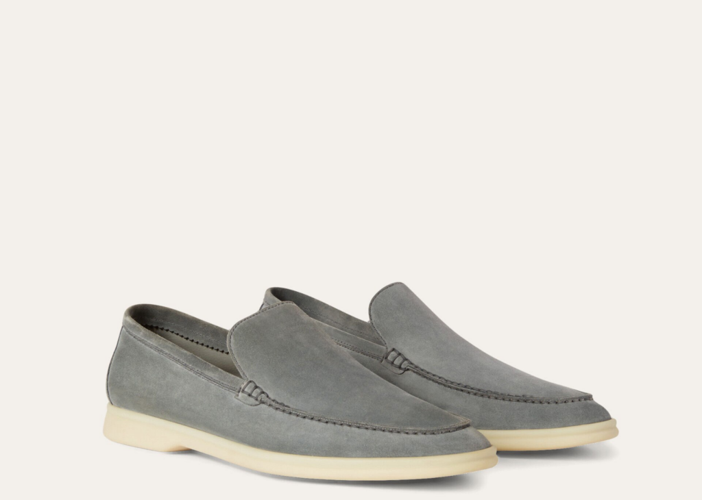Davenzarry | Loro Piana Summer Walk Loafer Suede Gull Gray | View 5