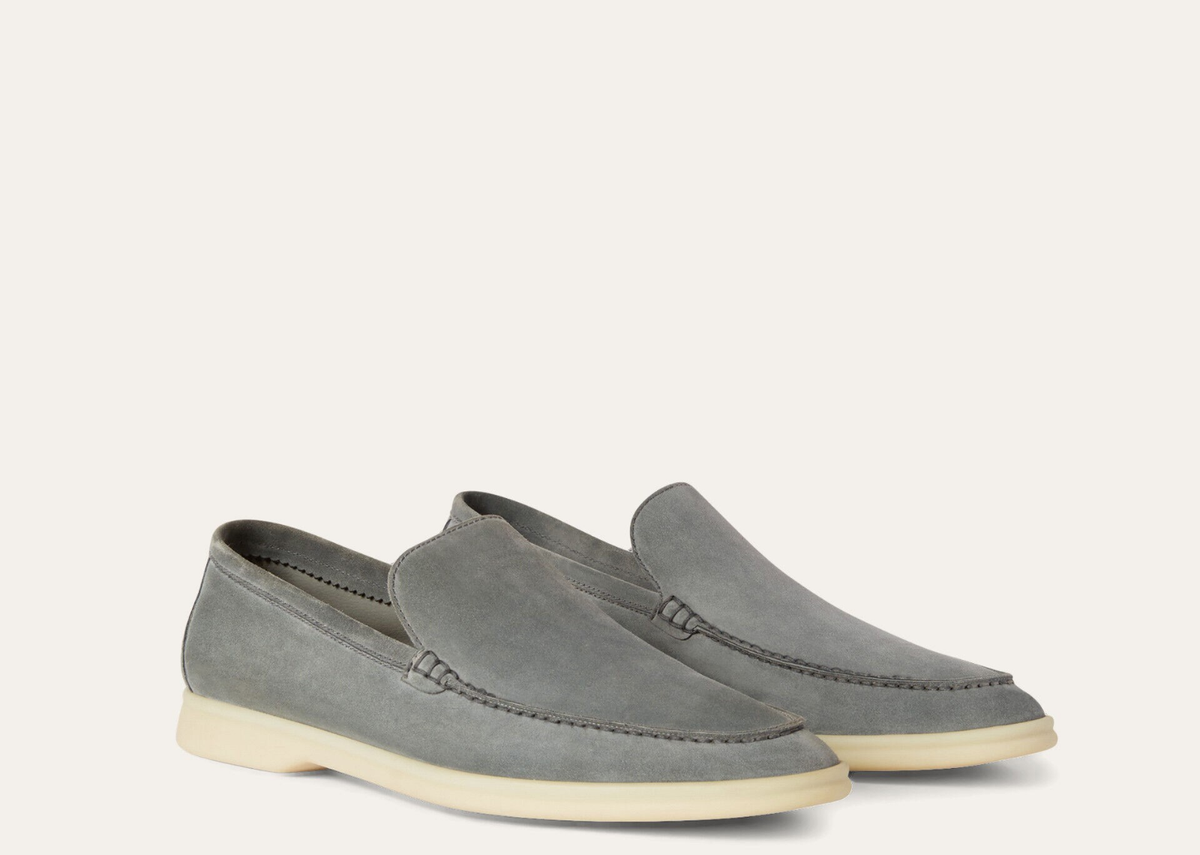 Davenzarry | Loro Piana Summer Walk Loafer Suede Gull Gray | View 2