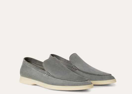 Davenzarry | Loro Piana Summer Walk Loafer Suede Gull Gray | View 2