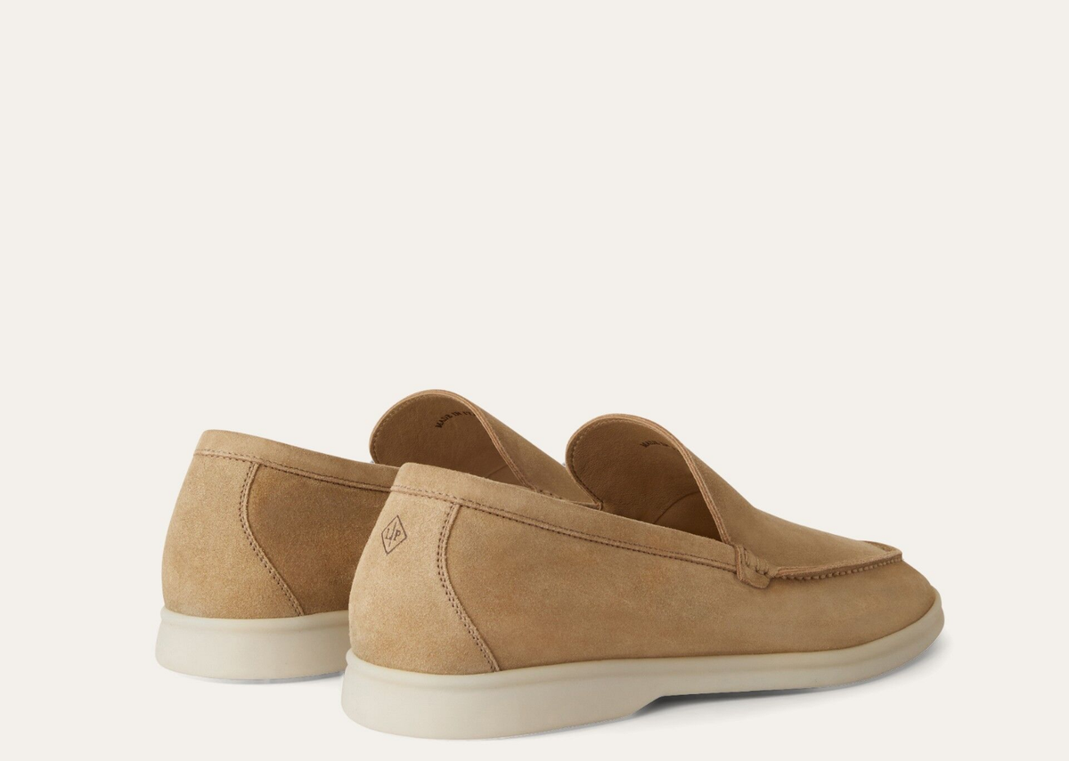 Davenzarry | Loro Piana Summer Walk Loafer Suede Light Wood Smoke | View 3