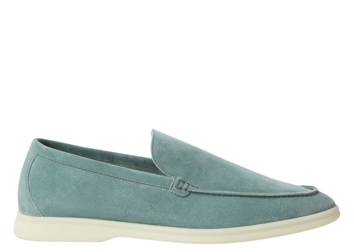 Davenzarry | Loro Piana Summer Walk Loafer Suede Pine Cloud | View 1