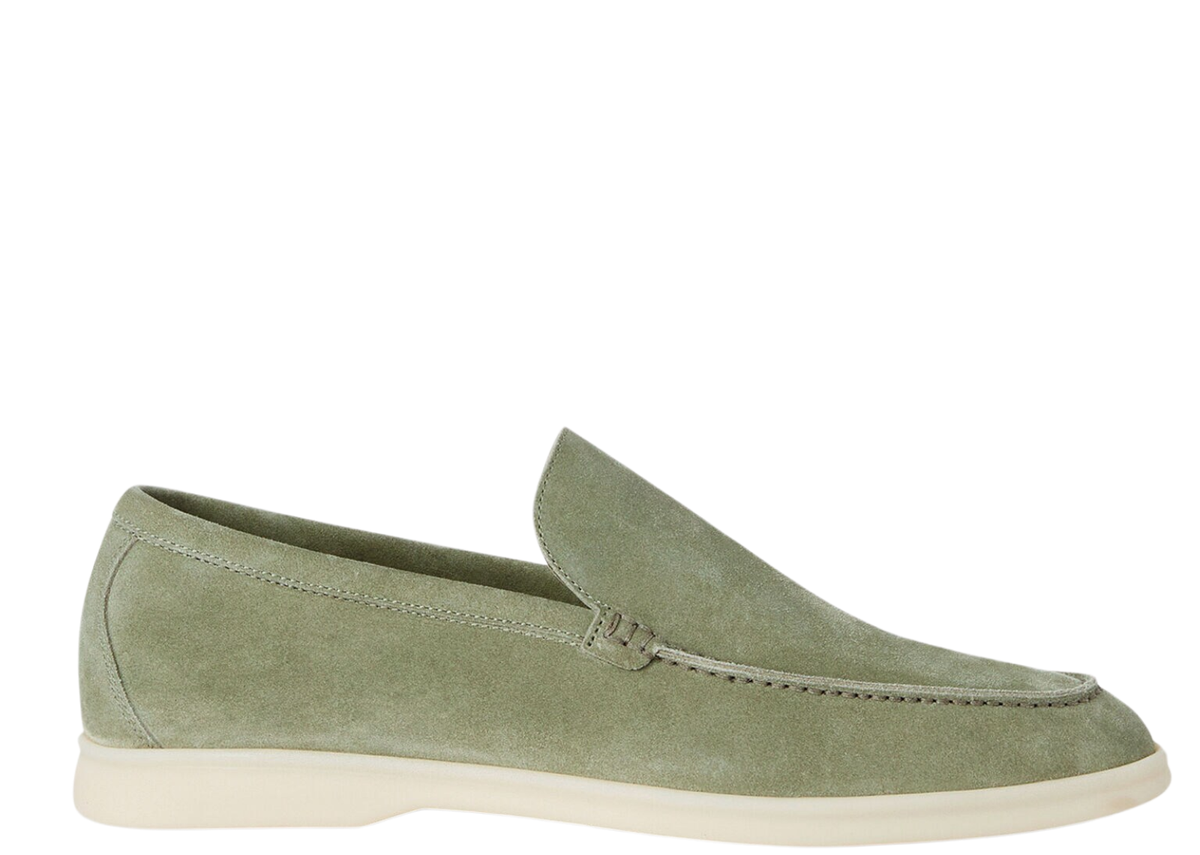 Davenzarry | Loro Piana Summer Walk Loafer Suede Powder Tea | View 1