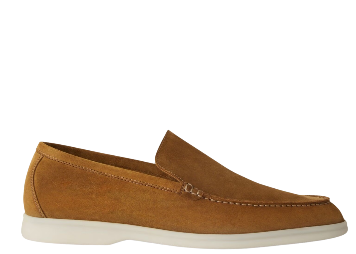 Davenzarry | Loro Piana Summer Walk Loafer Suede Tan | View 1