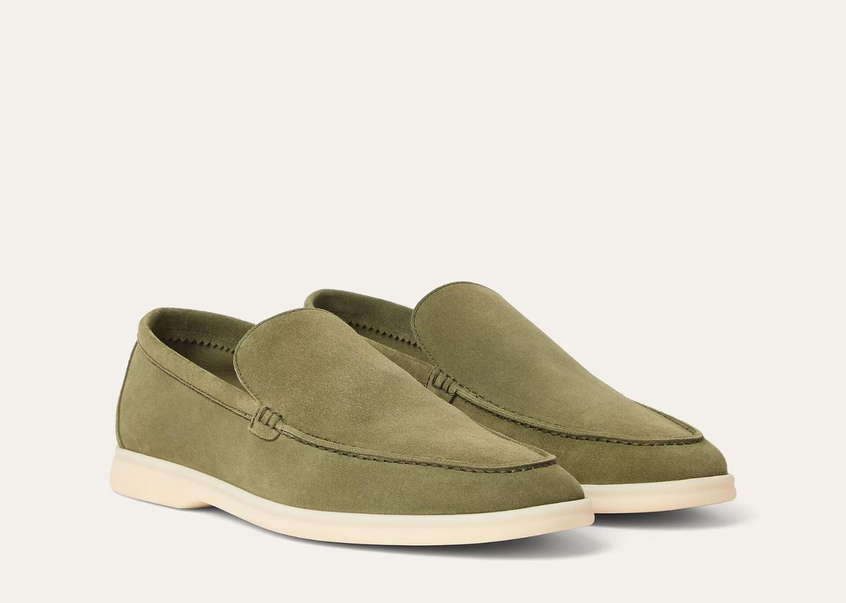 Davenzarry | Loro Piana Summer Walk Loafer Suede Verde-Acqua | View 2