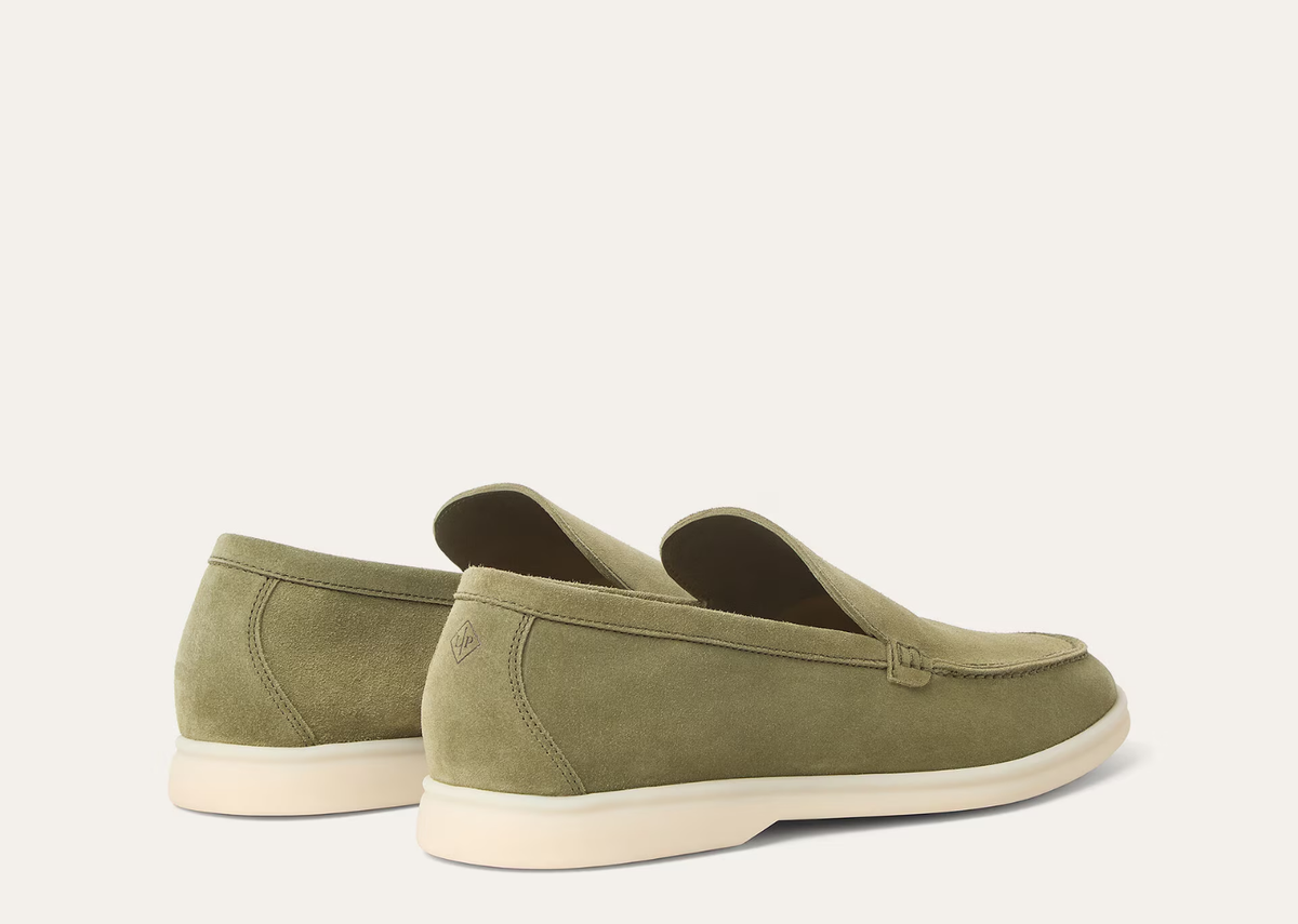 Davenzarry | Loro Piana Summer Walk Loafer Suede Verde-Acqua | View 3