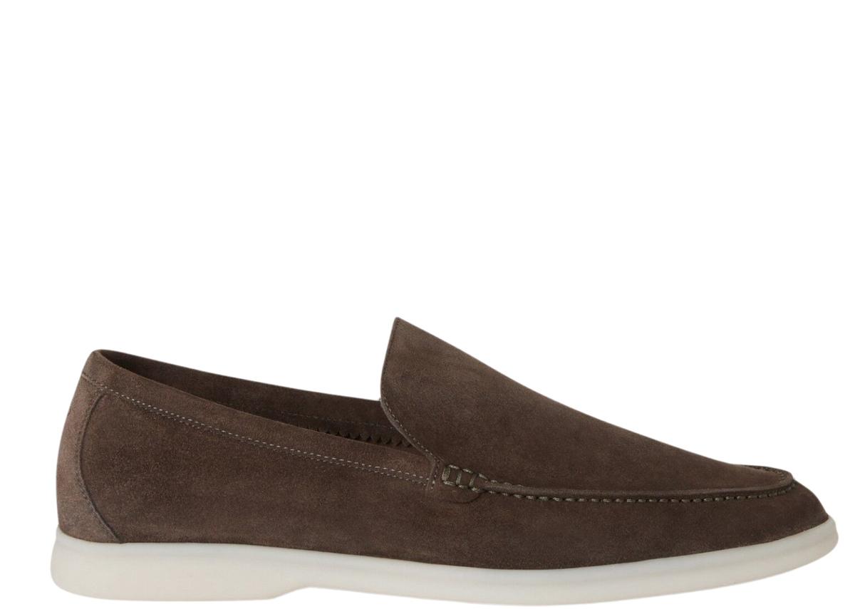 Davenzarry | Loro Piana Summer Walk Loafer Suede Warm Gray | View 1