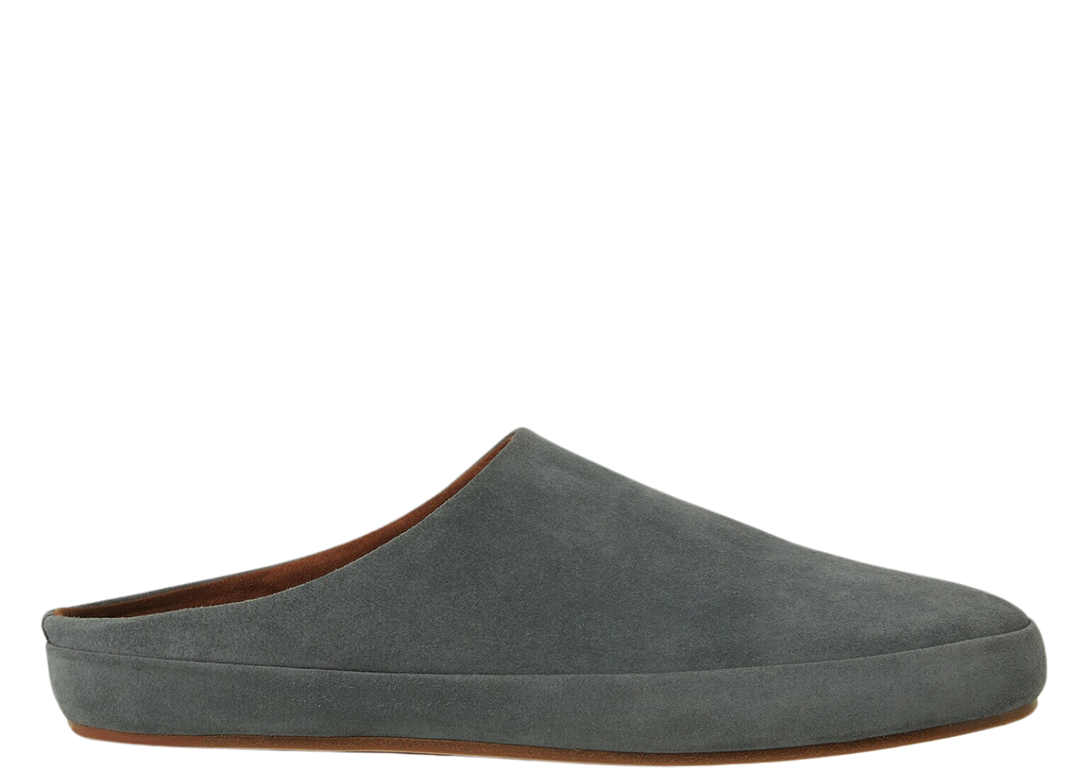 Davenzarry | Loro Piana Tomori Walk Mule Suede Bluish Grey | View 1