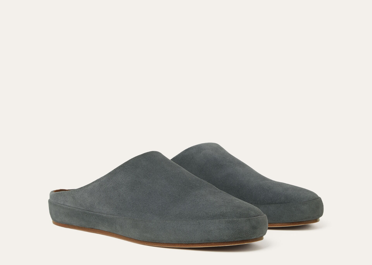 Davenzarry | Loro Piana Tomori Walk Mule Suede Bluish Grey | View 2