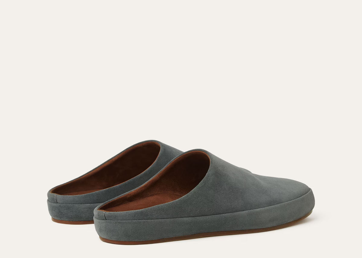 Davenzarry | Loro Piana Tomori Walk Mule Suede Bluish Grey | View 3
