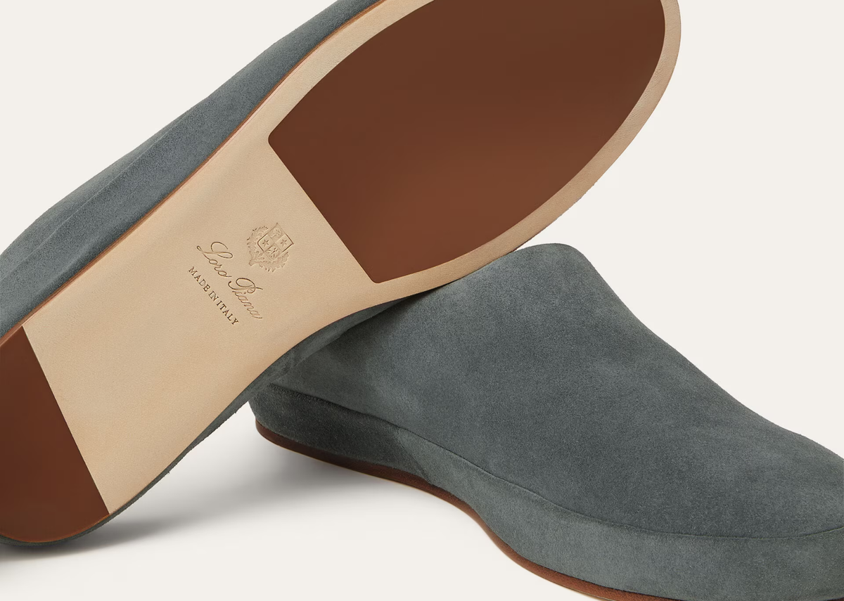 Davenzarry | Loro Piana Tomori Walk Mule Suede Bluish Grey | View 4