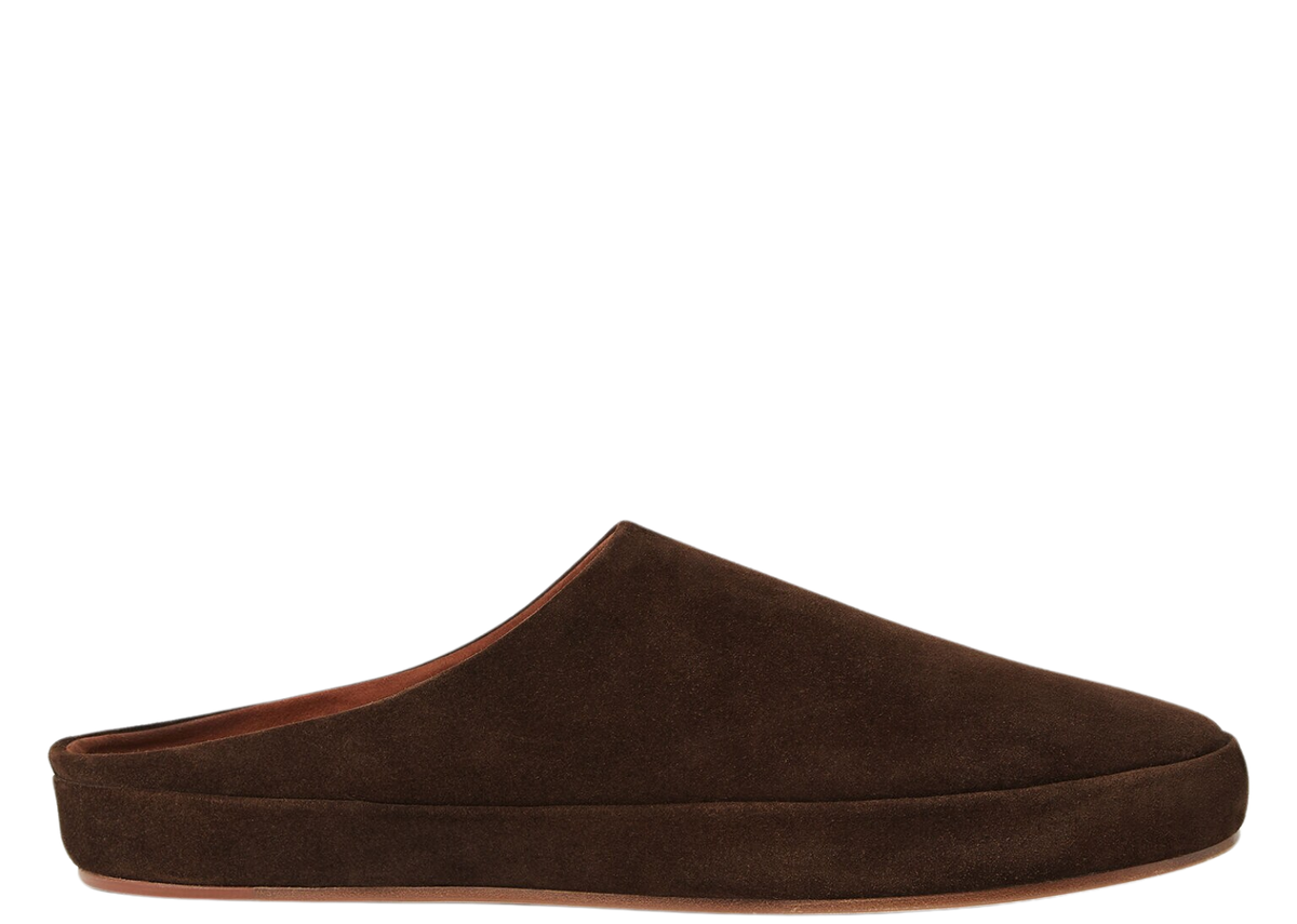 Davenzarry | Loro Piana Tomori Walk Mule Suede Chocolate | View 1