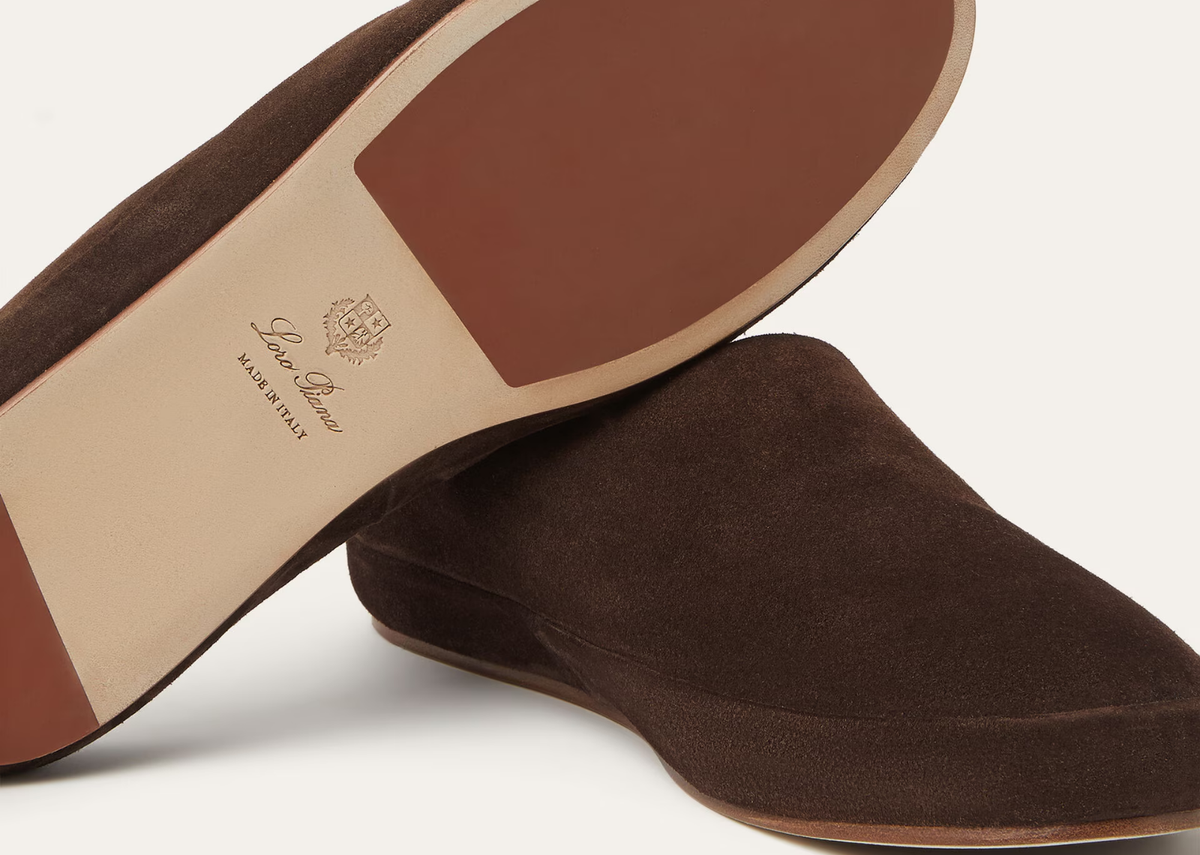 Davenzarry | Loro Piana Tomori Walk Mule Suede Chocolate | View 4