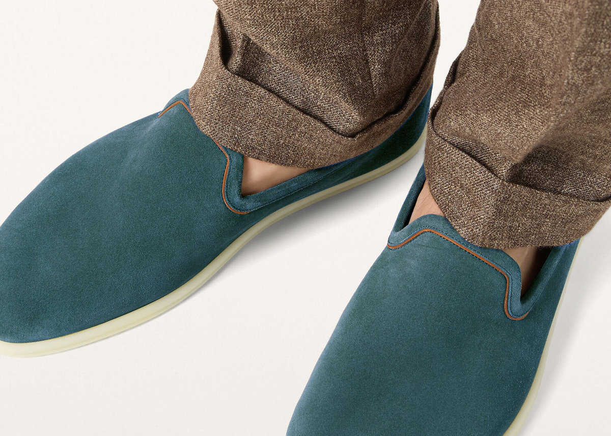Davenzarry | Loro Piana Venice Walk Loafer Suede Atlantic Deep | View 5