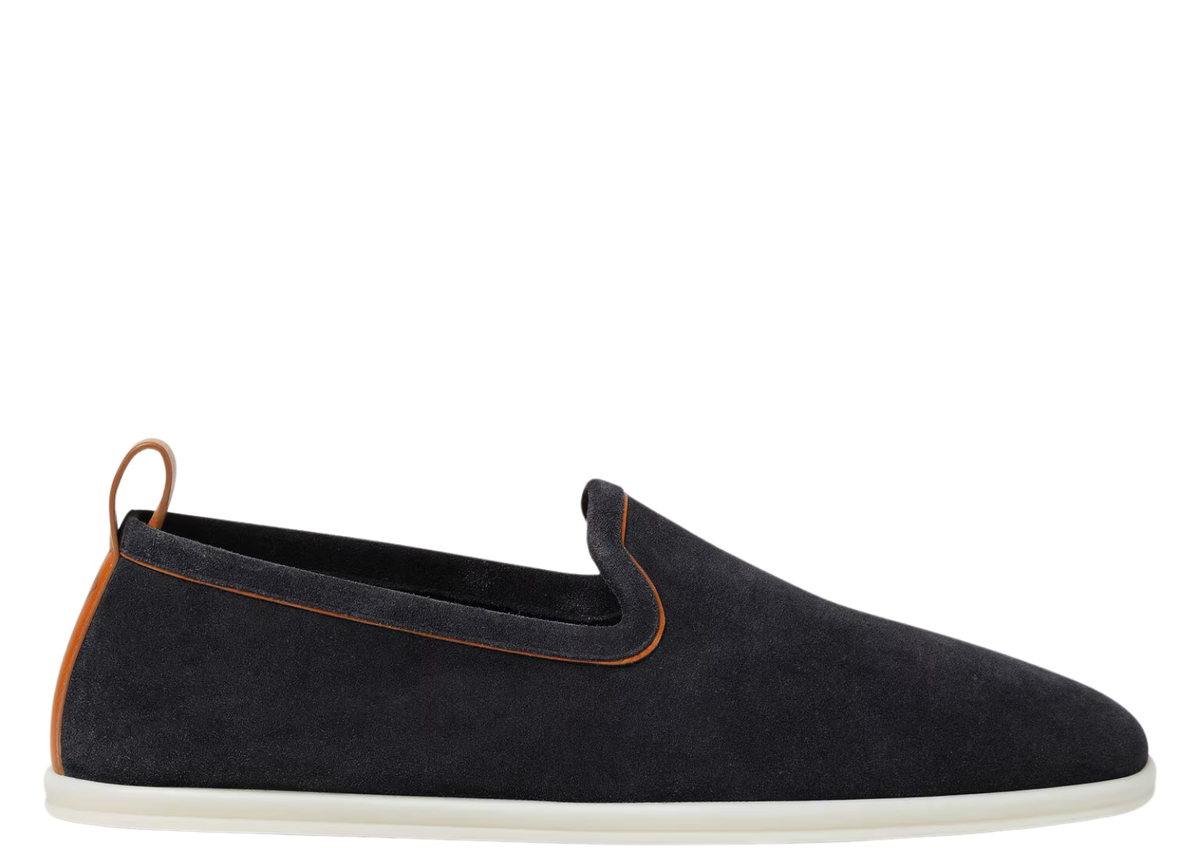 Davenzarry | Loro Piana Venice Walk Loafer Suede Blue Navy | View 1