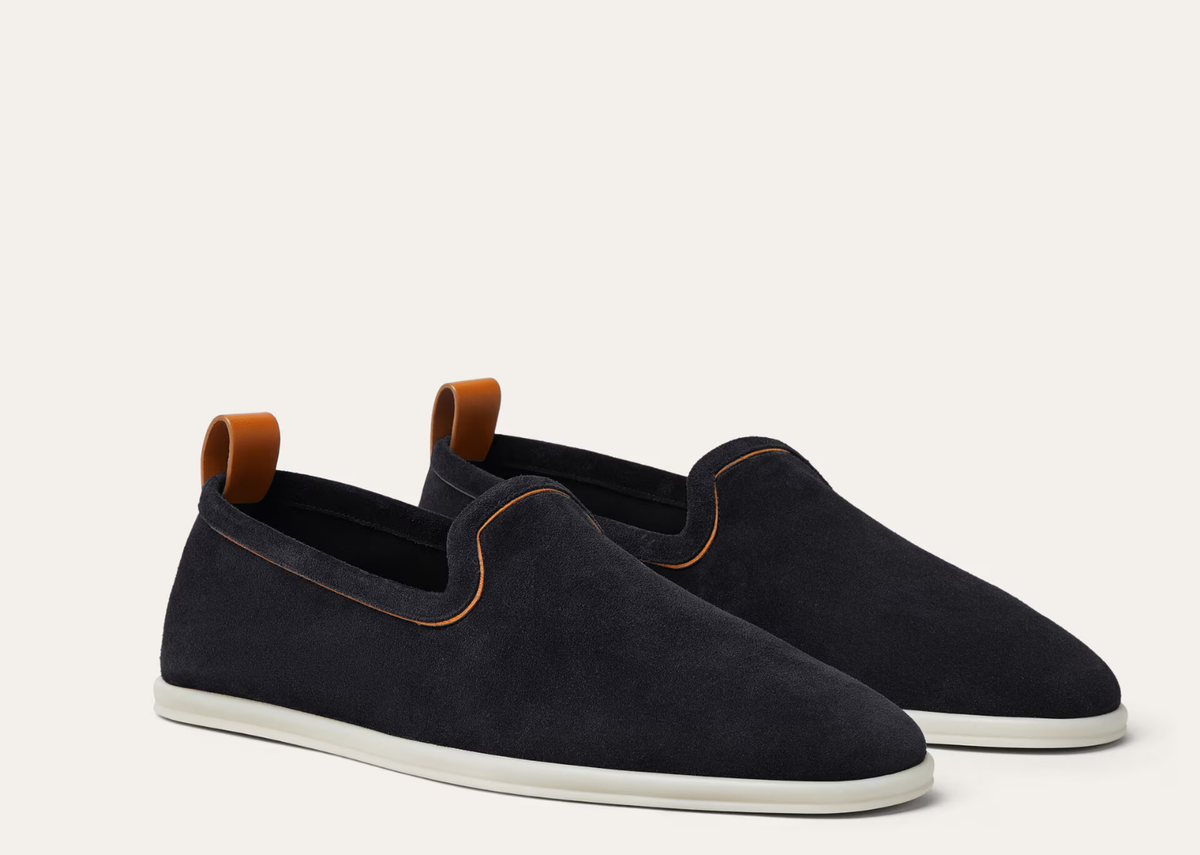 Davenzarry | Loro Piana Venice Walk Loafer Suede Blue Navy | View 2