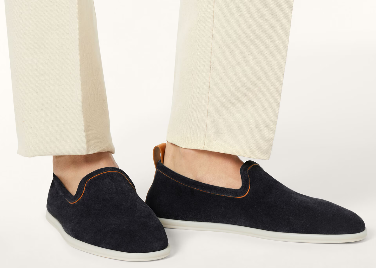 Davenzarry | Loro Piana Venice Walk Loafer Suede Blue Navy | View 5