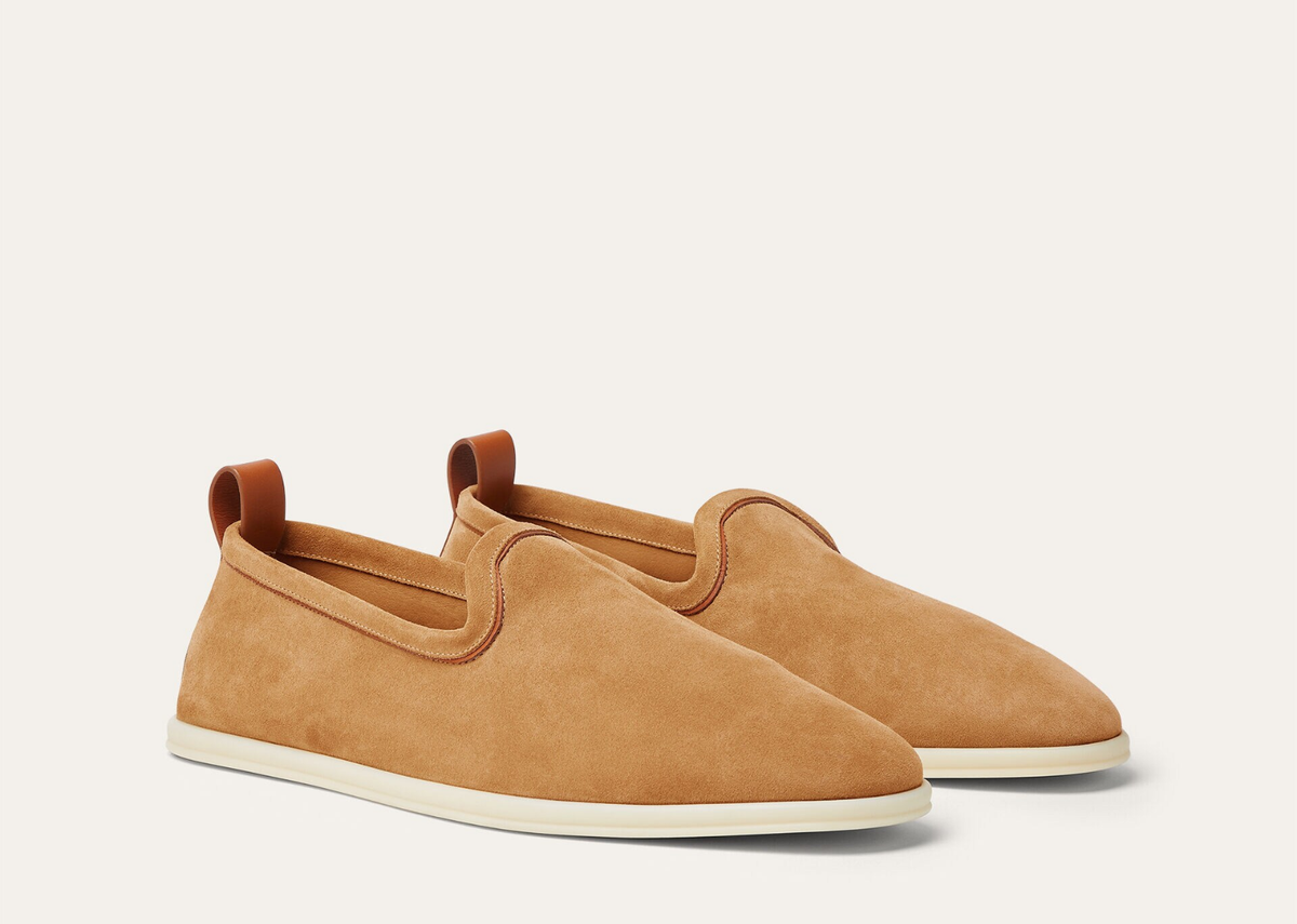 Davenzarry | Loro Piana Venice Walk Loafer Suede Classic Camel | View 2