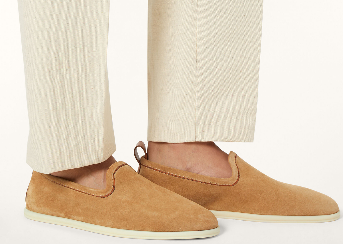 Davenzarry | Loro Piana Venice Walk Loafer Suede Classic Camel | View 5