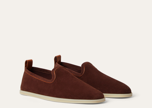 Davenzarry | Loro Piana Venice Walk Loafer Suede Deep Mogano | View 2