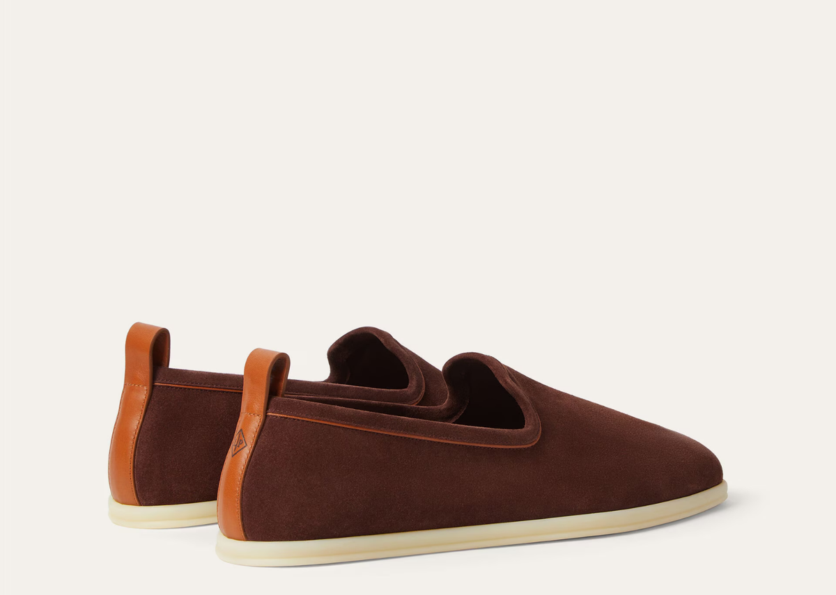 Davenzarry | Loro Piana Venice Walk Loafer Suede Deep Mogano | View 3