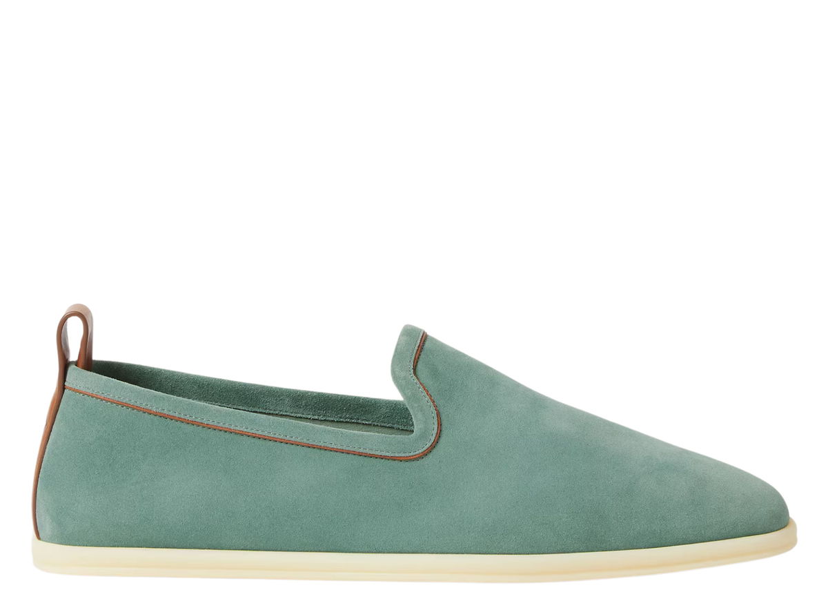 Davenzarry | Loro Piana Venice Walk Loafer Suede Pine Cloud | View 1