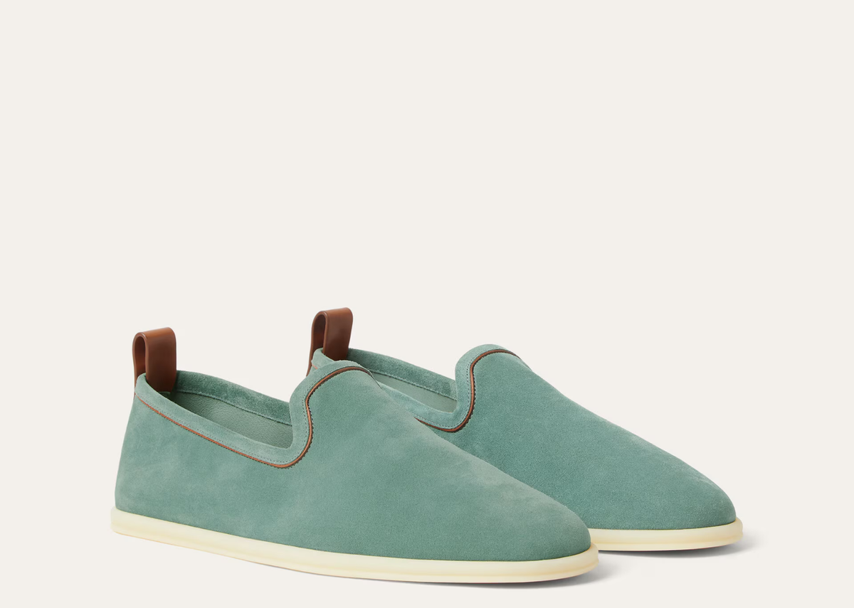 Davenzarry | Loro Piana Venice Walk Loafer Suede Pine Cloud | View 2