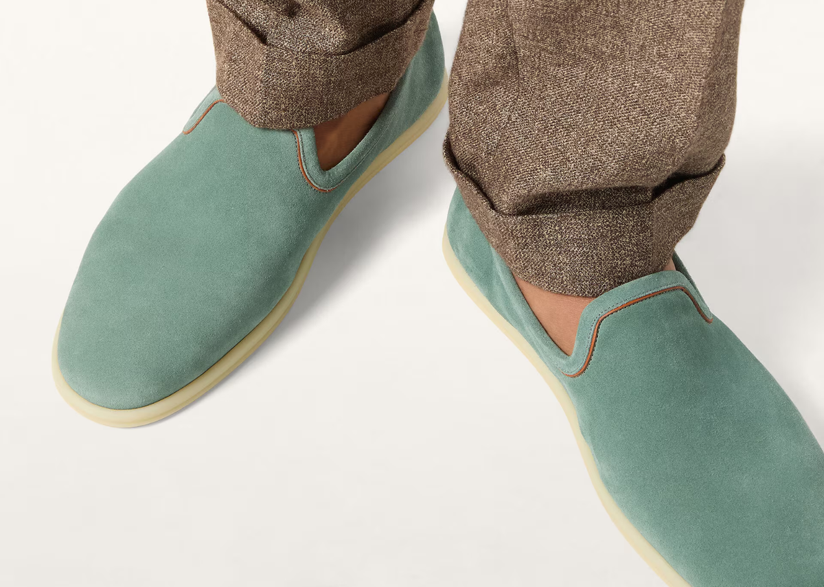 Davenzarry | Loro Piana Venice Walk Loafer Suede Pine Cloud | View 5