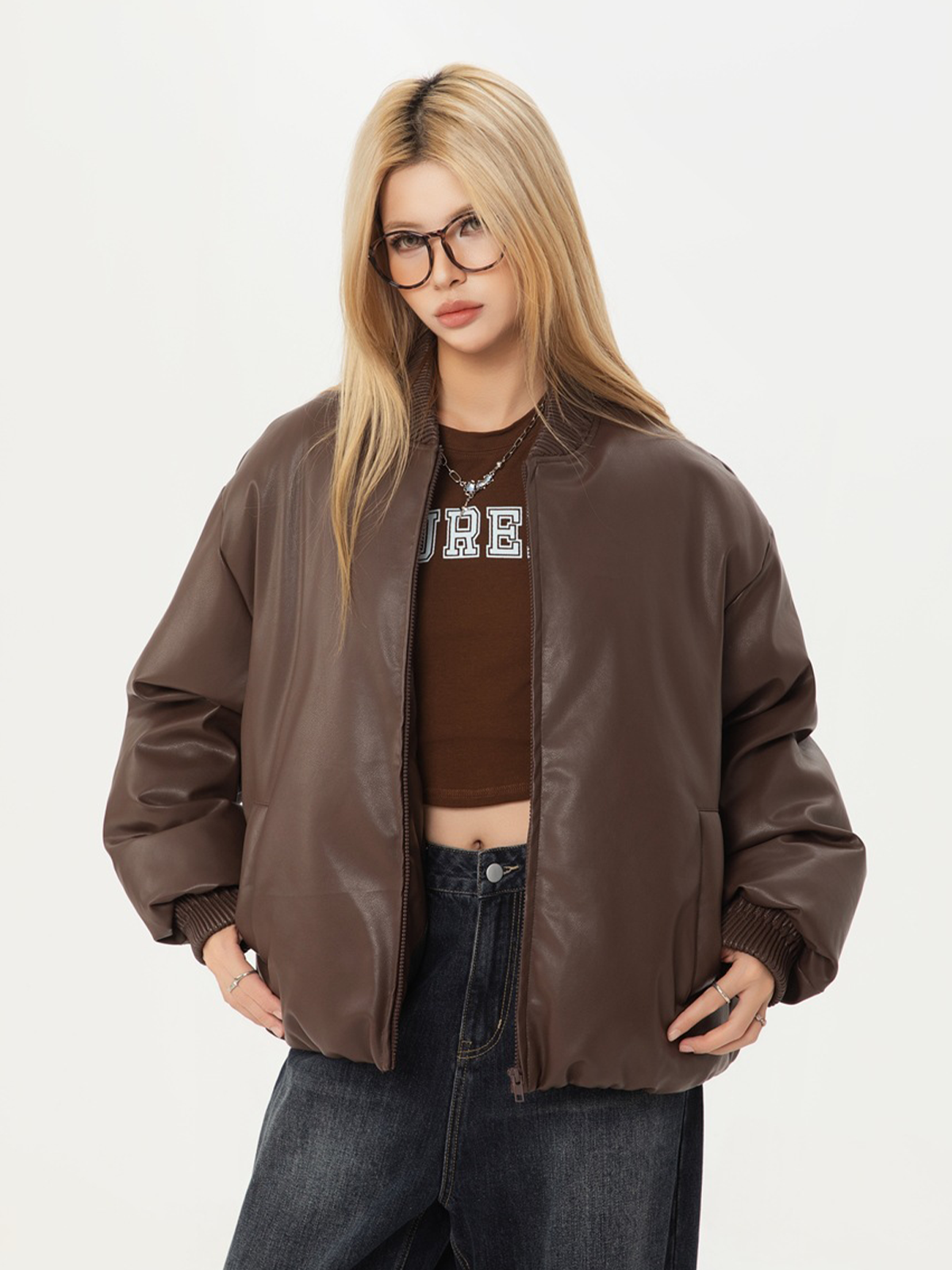 Fushya Puff Oversized Leather Jacket