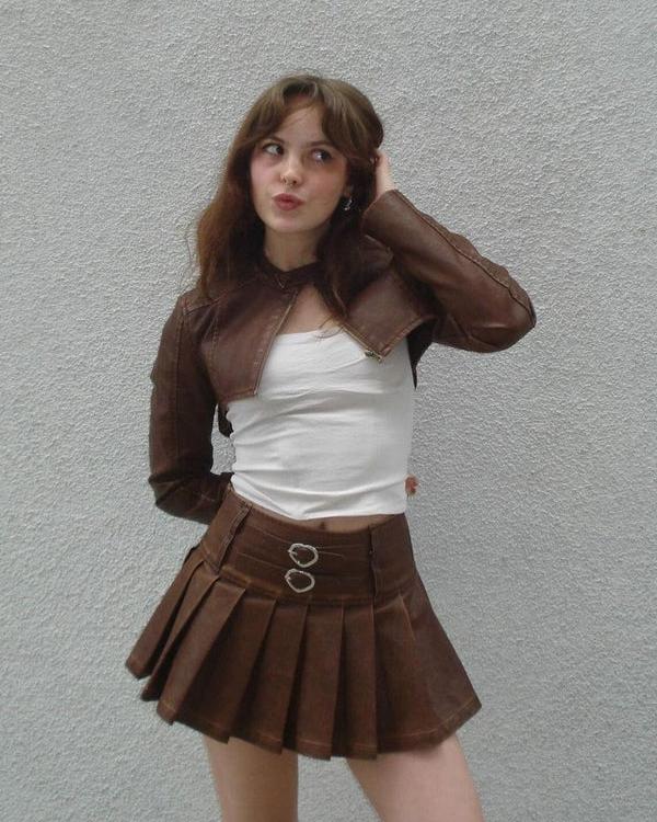 Fushya Heart Belt Vintage Jacket Skirt