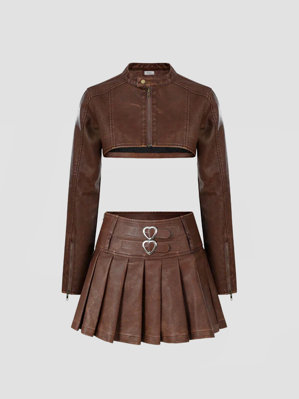 Fushya Heart Belt Vintage Jacket Skirt