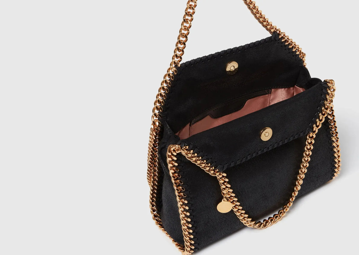 Davenzarry - Stella McCartney Falabella Mini Tote Bag Black Gold - Image 5